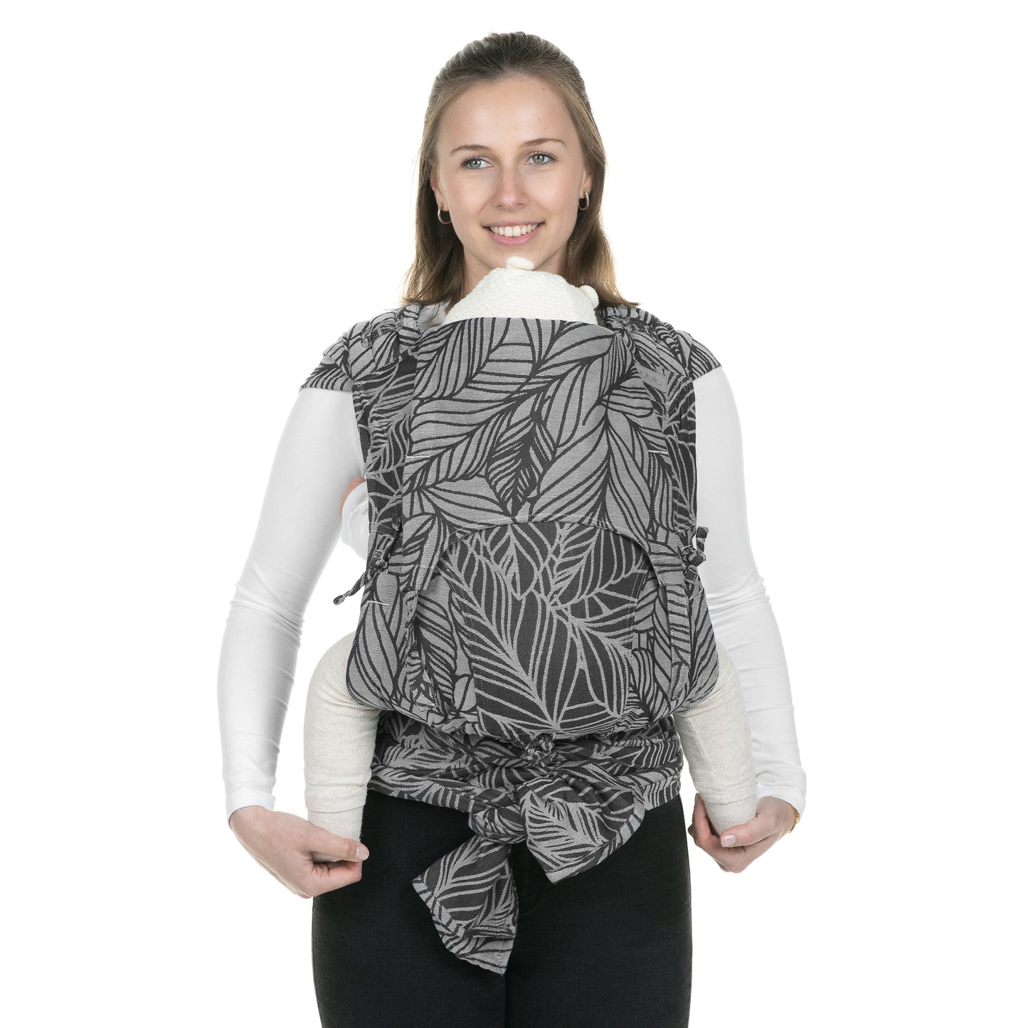 FlyClick - Half-Buckle Tragehilfe - Dancing Leaves - schwarzweiß