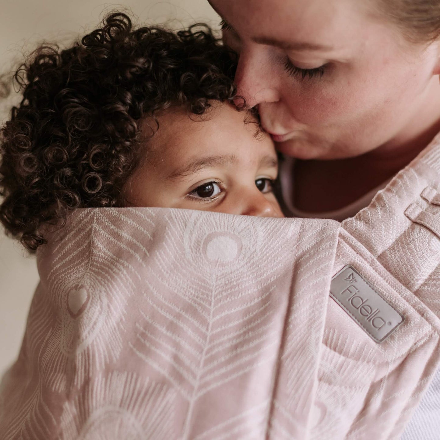 Close up of Fly Tai Mei Tai Sling baby carrier Design Feather rose