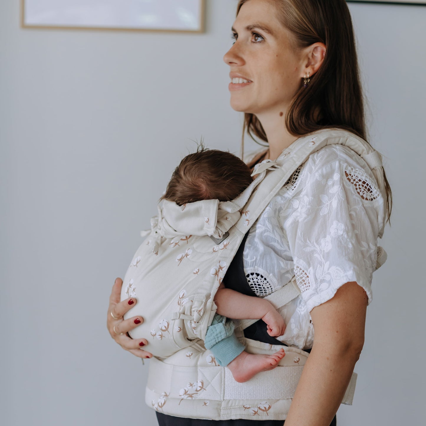 Fusion - Full-Buckle Baby Carrier - Cotton Flower - pale grey
