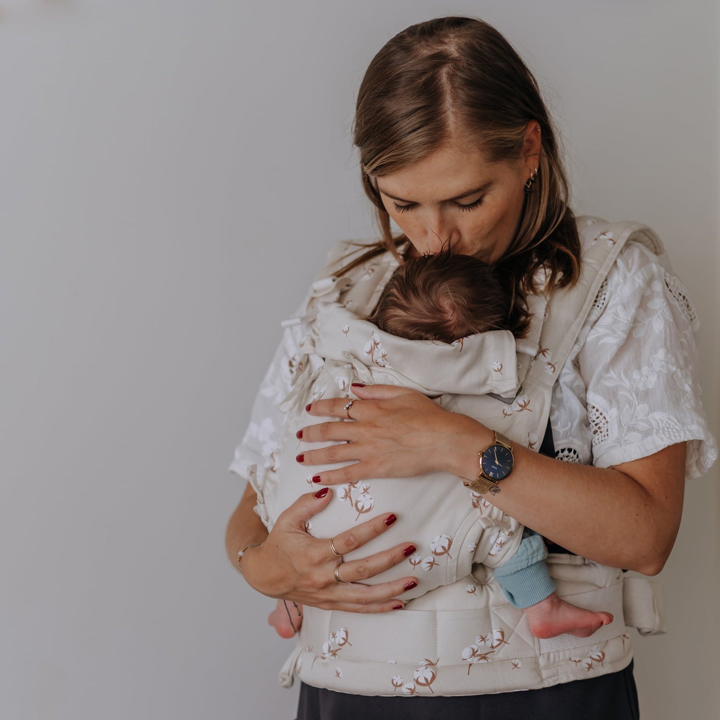 Fusion - Full-Buckle Baby Carrier - Cotton Flower - pale grey