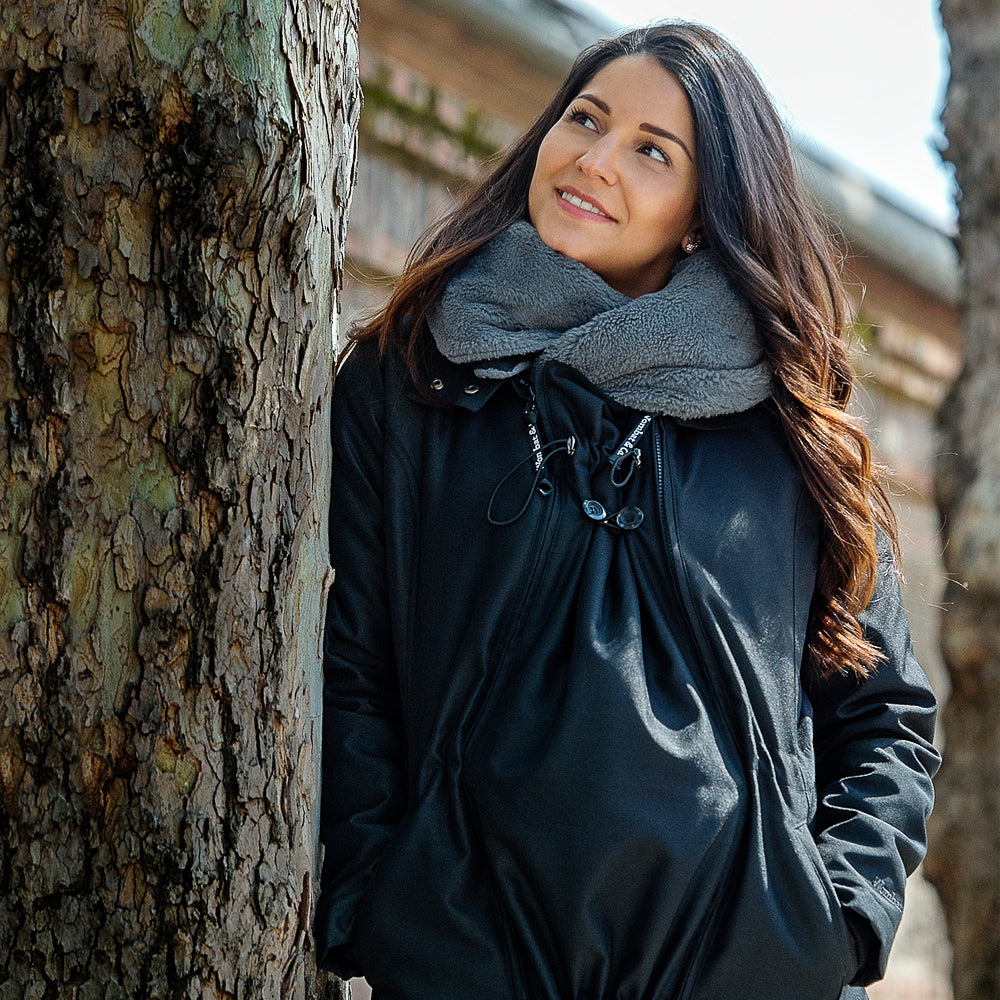 WALLABY 2.0 - chaqueta para porteo y embarazo - negro-gris