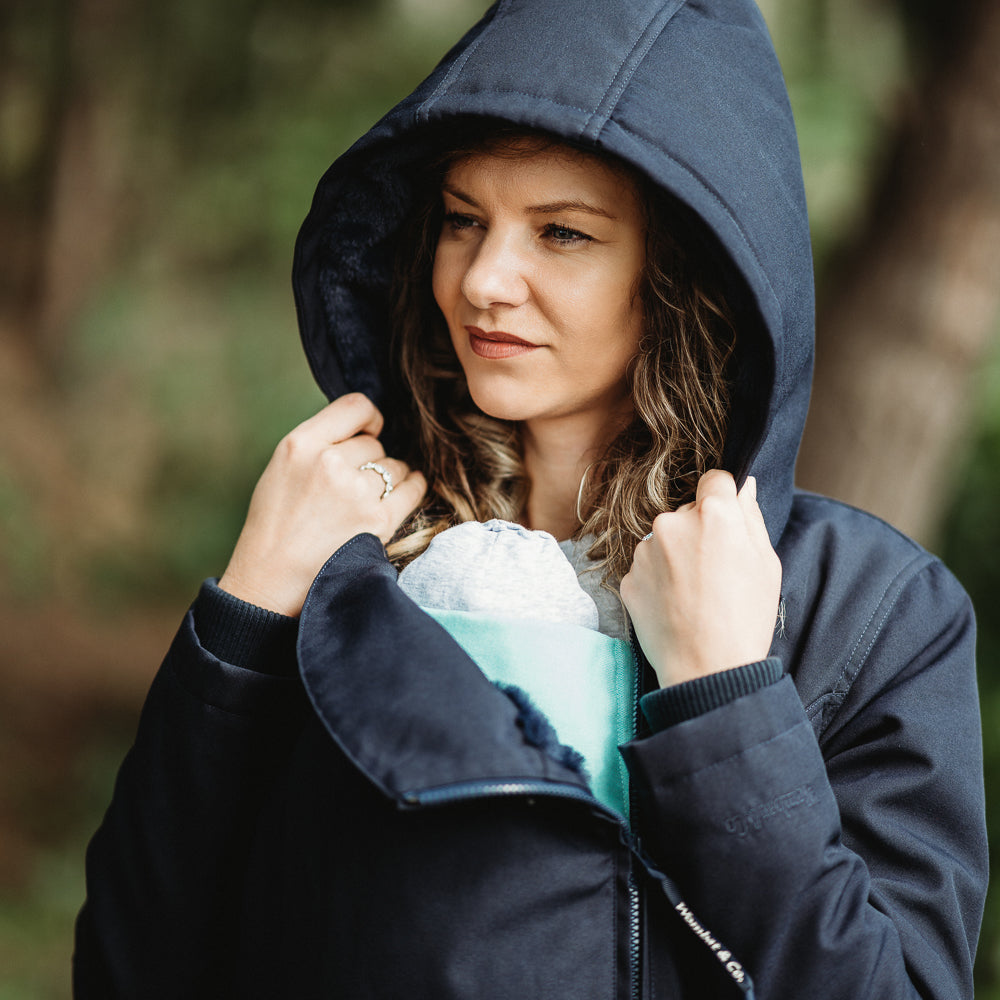 WALLABY 2.0 - Schwangerschafts- und Babytrage-Jacke Blau/Blau