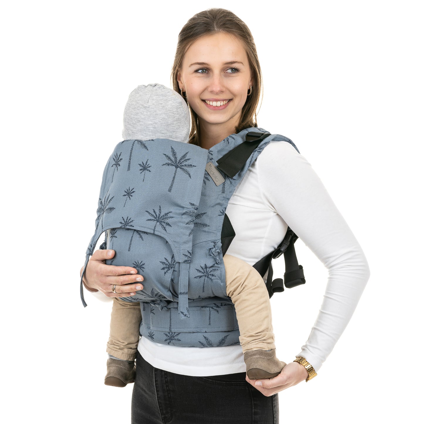 Fusion - Fullbuckle Baby Carrier - Palm Trees - dove blue