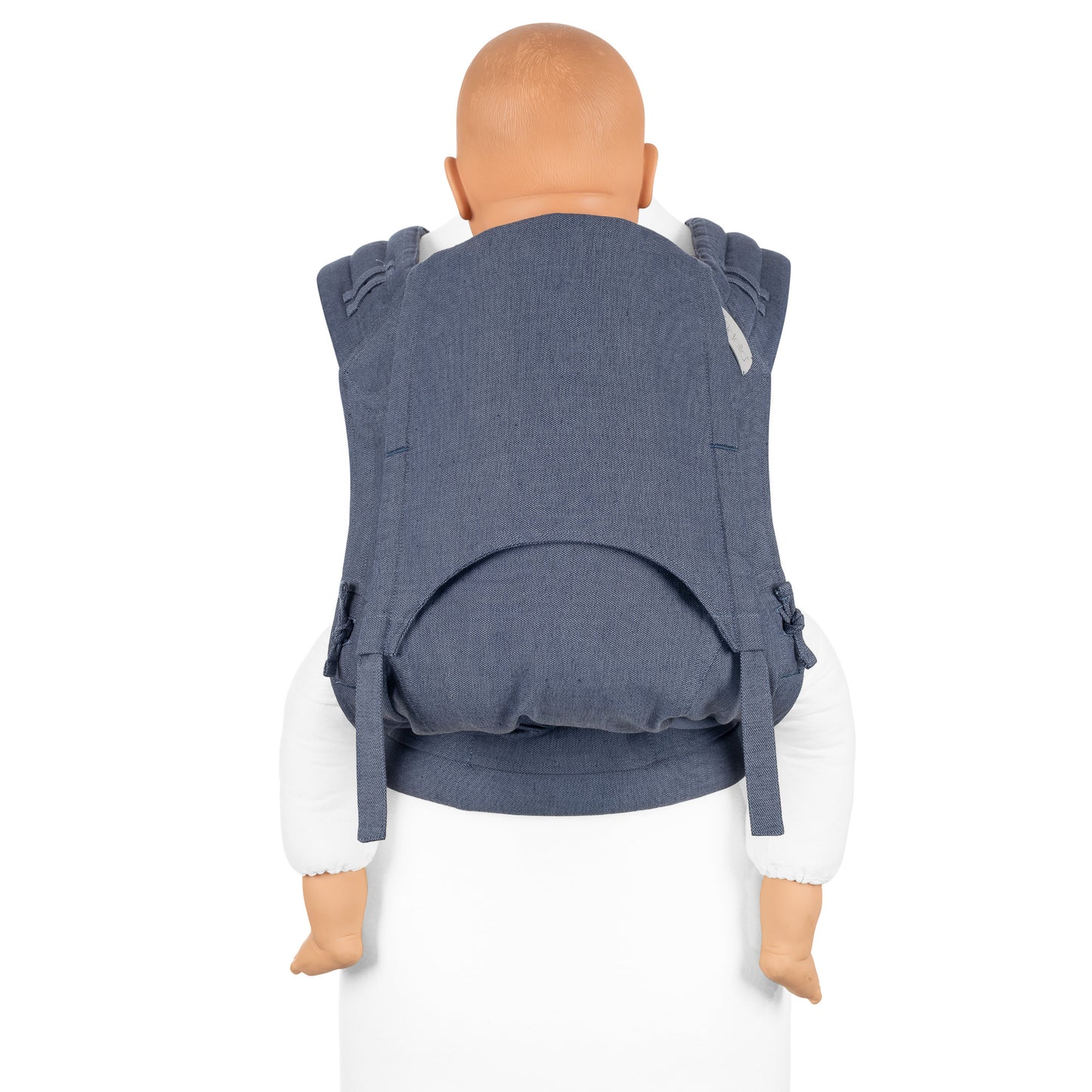 Vorderansicht von FlyClick Halbschnallen Babytrage Design Chevron denim blue