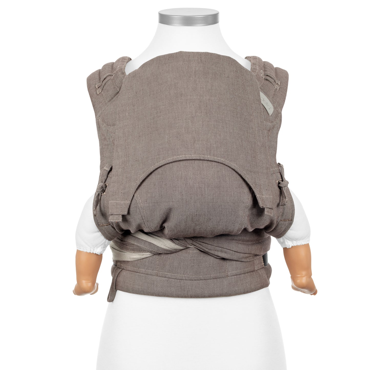 Vorderansicht von FlyClick Halbschnallen Babytrage Design Chevron walnut