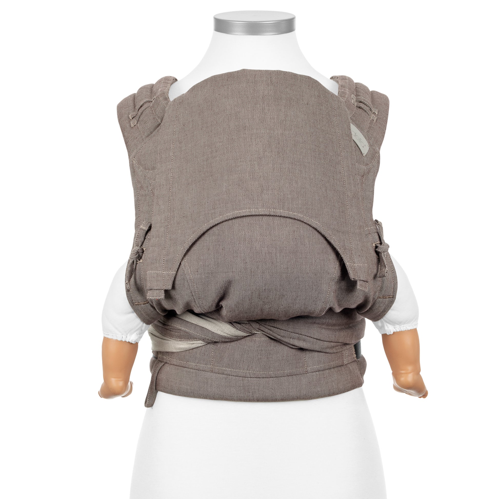 Vorderansicht von FlyClick Halbschnallen Babytrage Design Chevron  walnut
