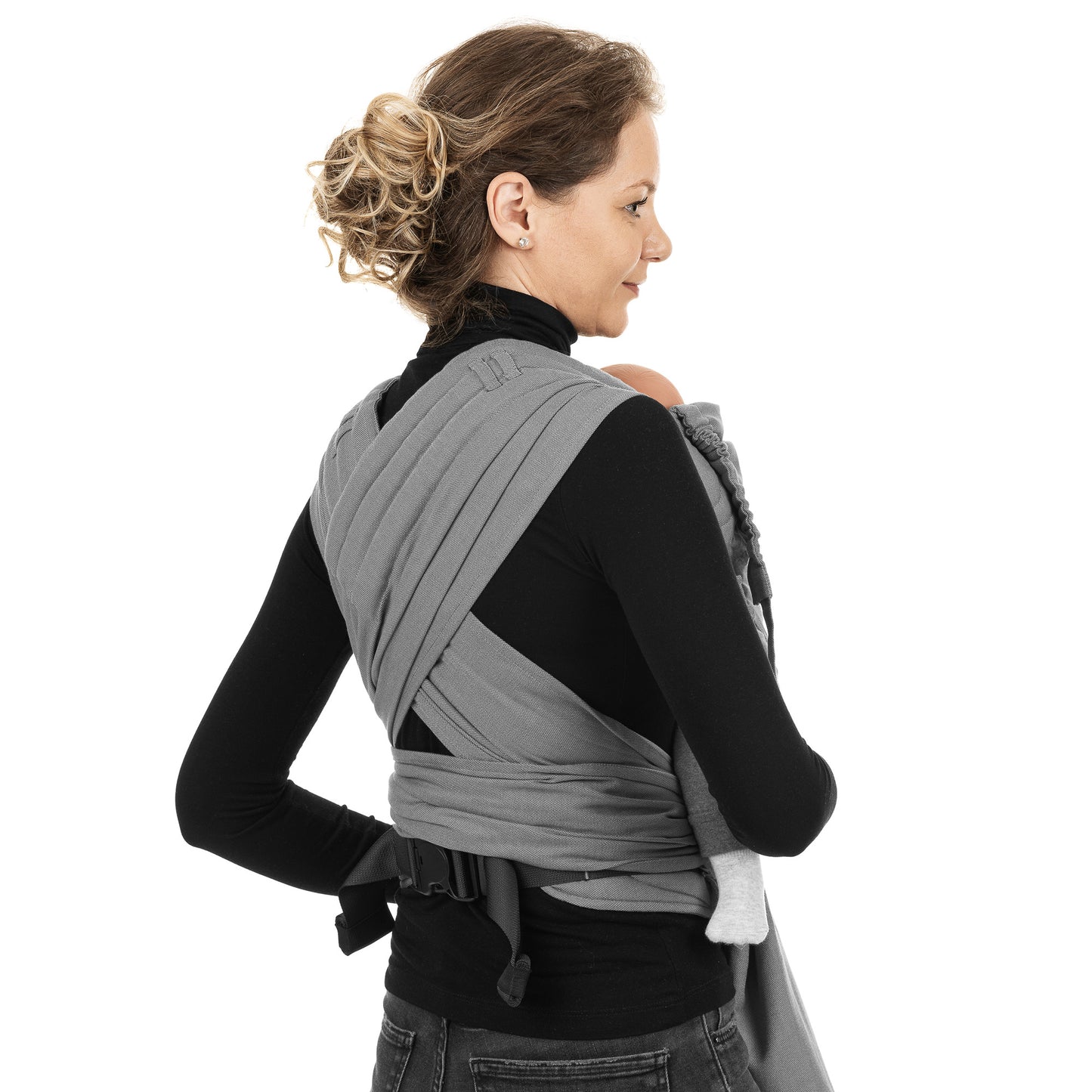 Vista posteriore di FlyClick portabebè Halfbuckle Design Chevron light gray