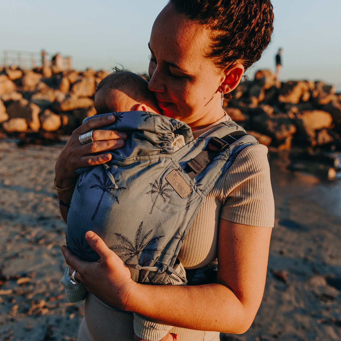 Fusion - Fullbuckle Baby Carrier - Palm Trees - dove blue