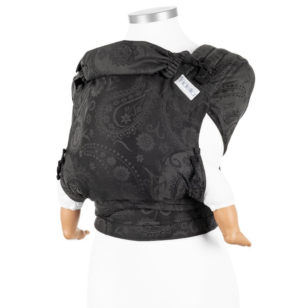 Seitliche Ansicht von FlyClick Halbschnallen Babytrage Design Persian Paisley – anthracite