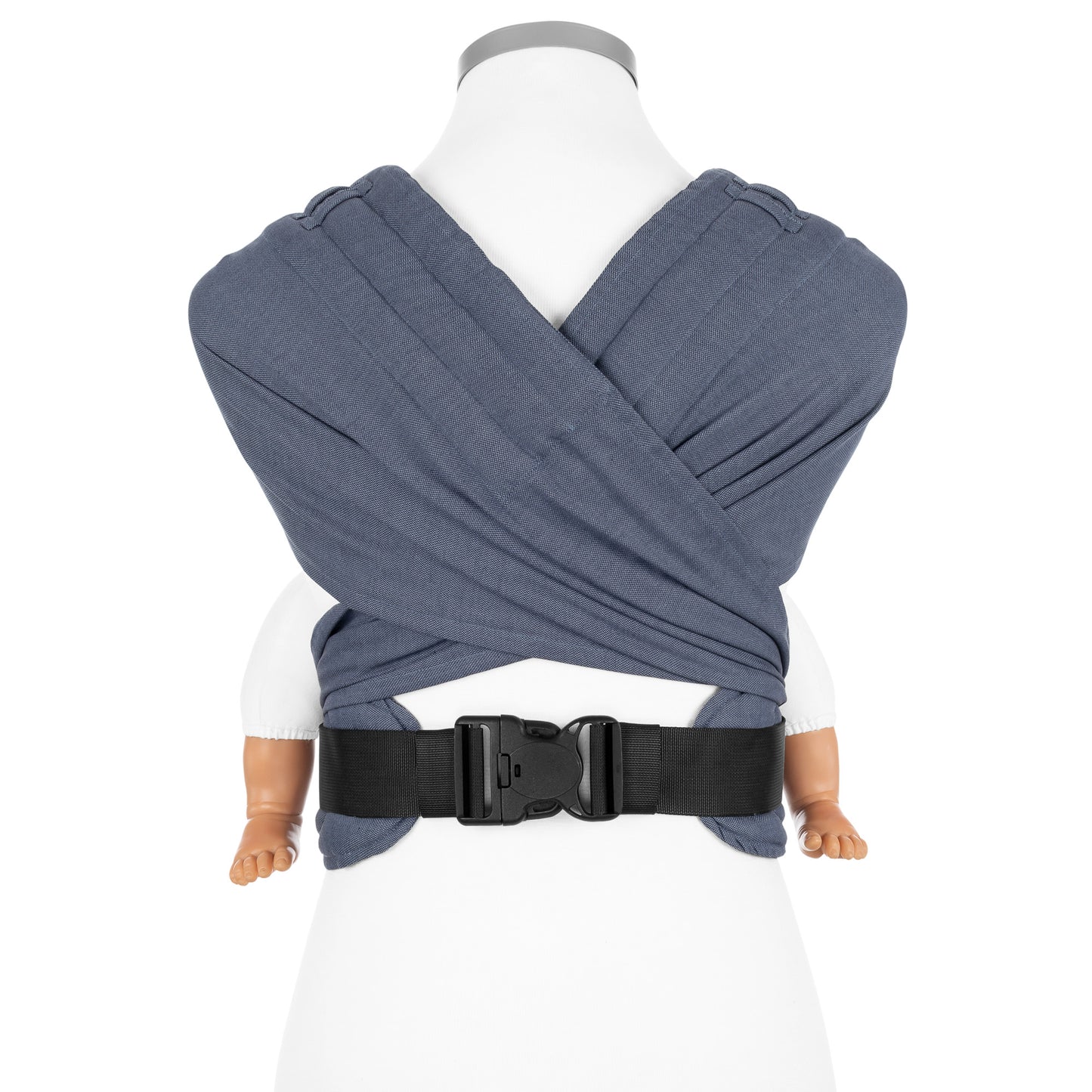 Rückansicht von FlyClick Halbschnallen Babytrage Design Chevron denim blue