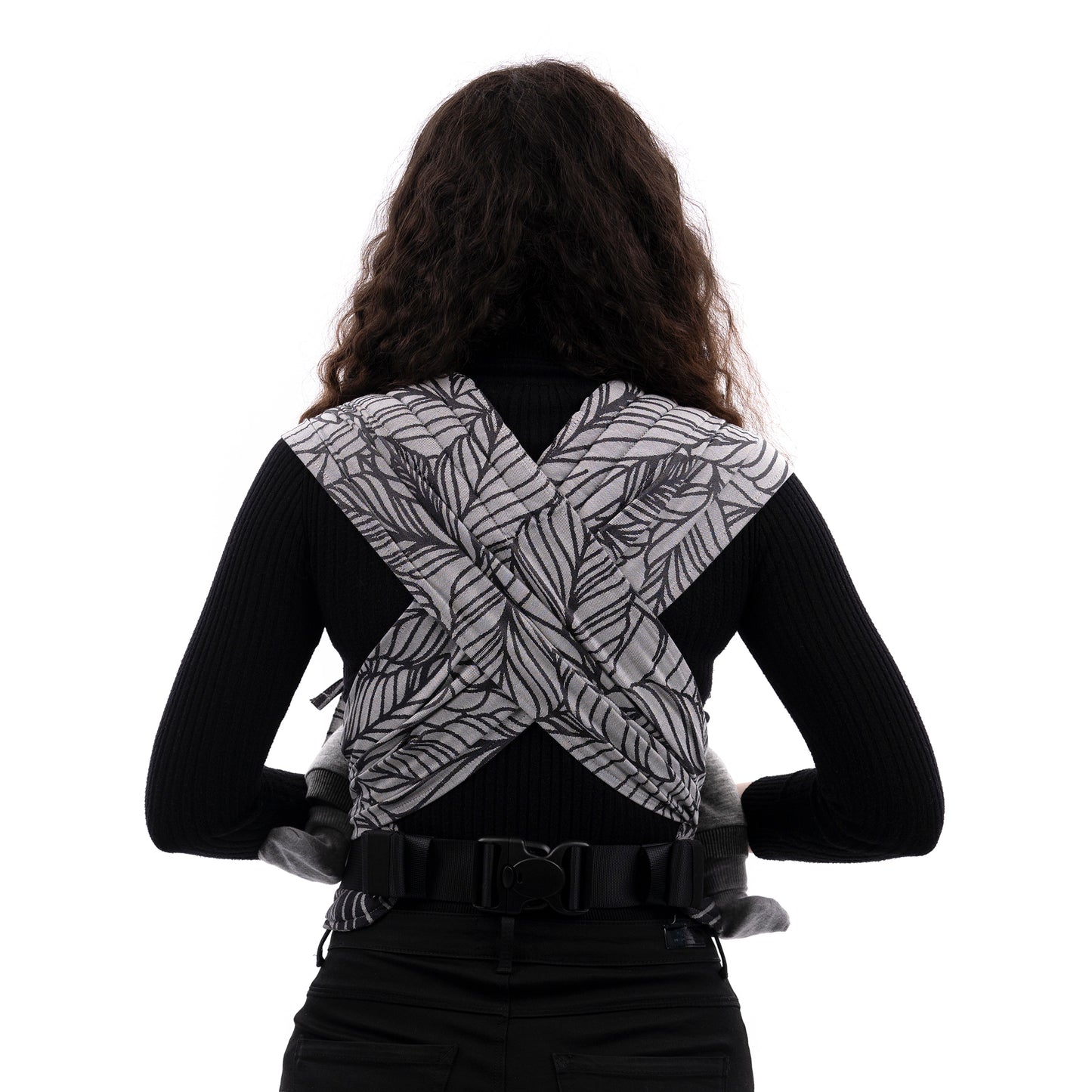 FlyClick - Half-Buckle Tragehilfe - Dancing Leaves - schwarzweiß