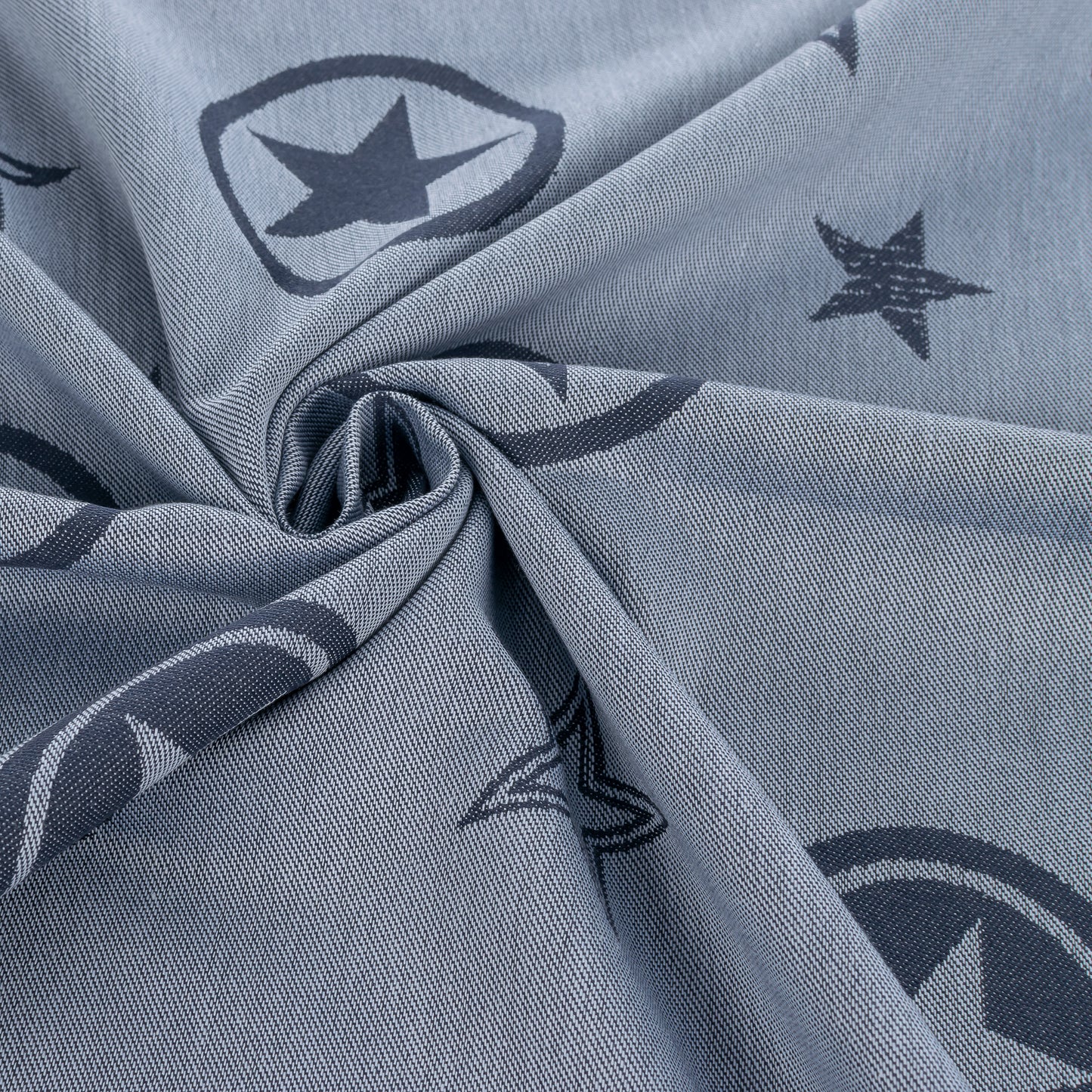 Nahaufnahme des Stoffes von Sale Design Outer Space blue