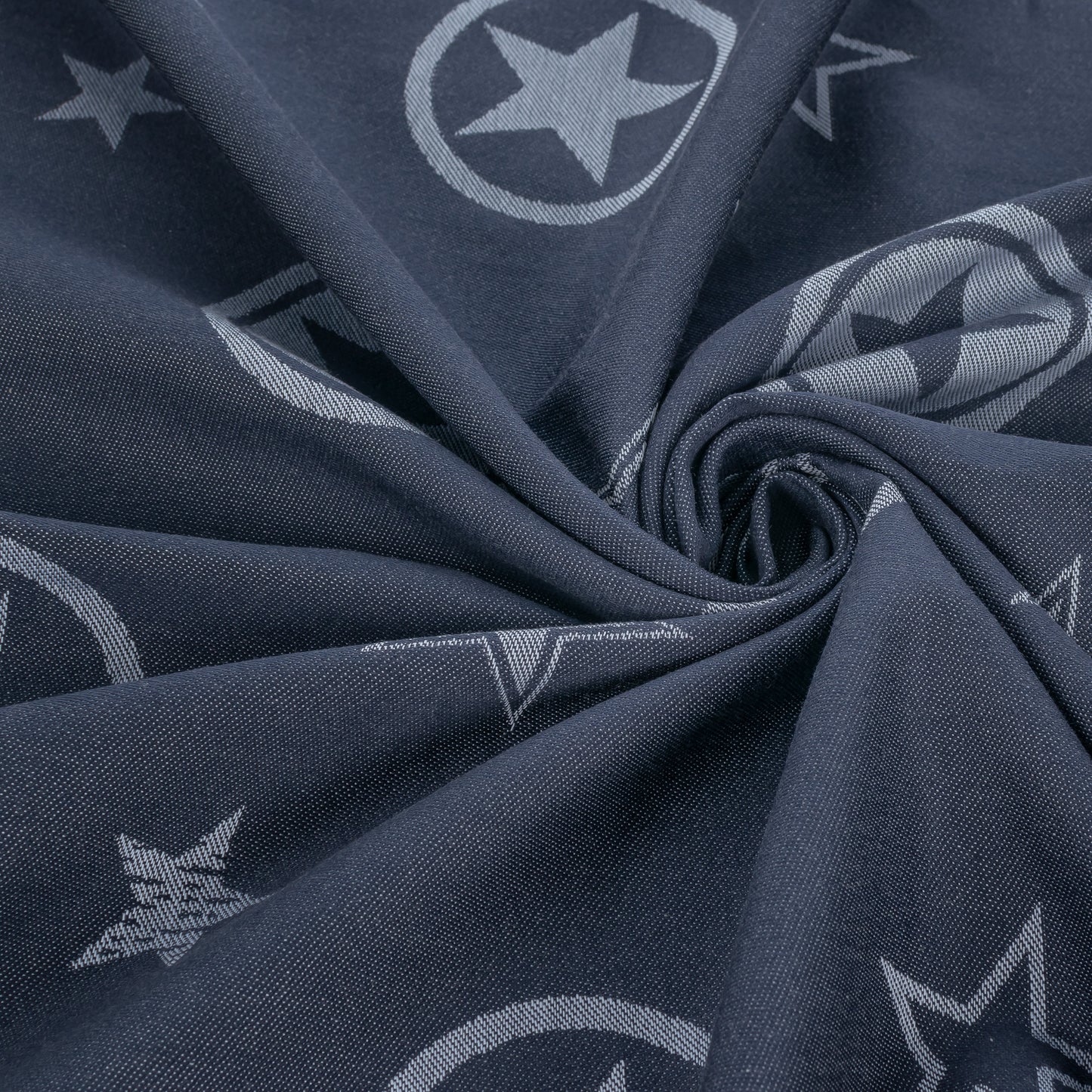 Nahaufnahme des Stoffes von Sale Design Outer Space blue