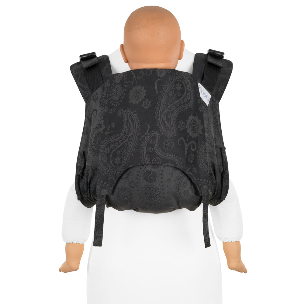 Vue de face de Onbuhimo  portebébé a dos pour bambin Design Persian Paisley – anthracite