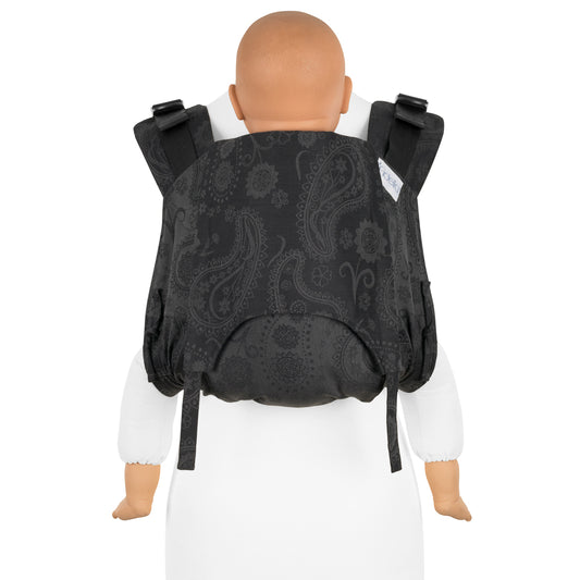 Vue de face de Onbuhimo  portebébé a dos pour bambin Design Persian Paisley – anthracite