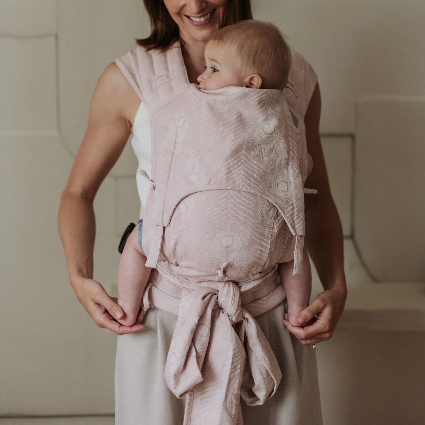 FlyClick - Halfbuckle Baby carrier - Feather - rose