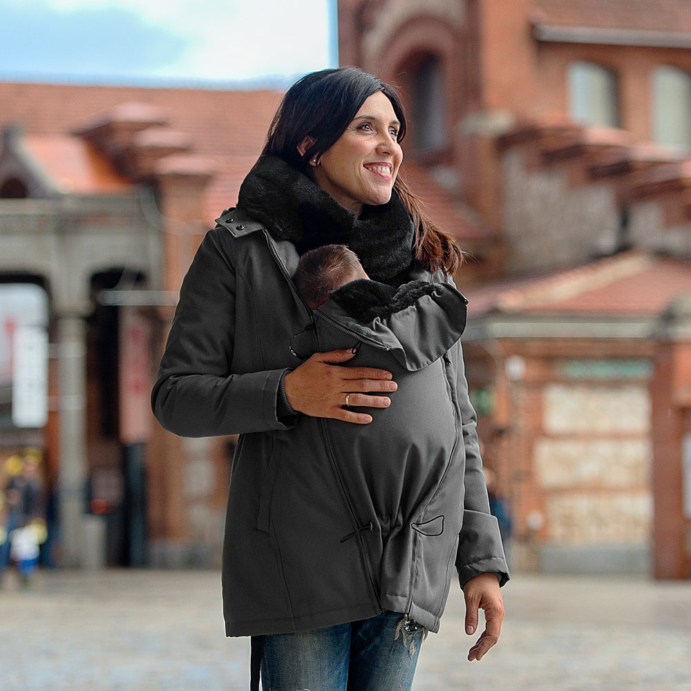 WALLABY 2.0 - giacca per la gravidanza e portare - grigio-nero
