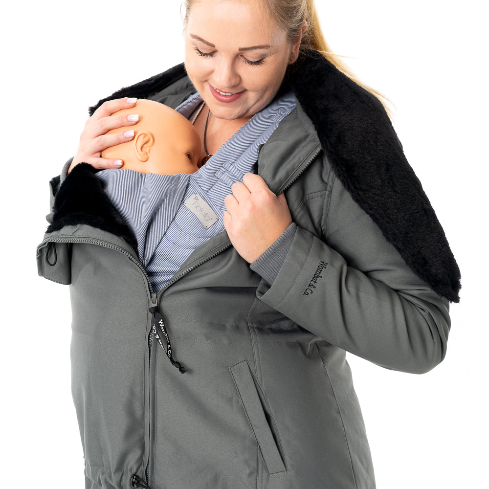 WALLABY 2.0 - veste de grossesse et de portage - gris-noir