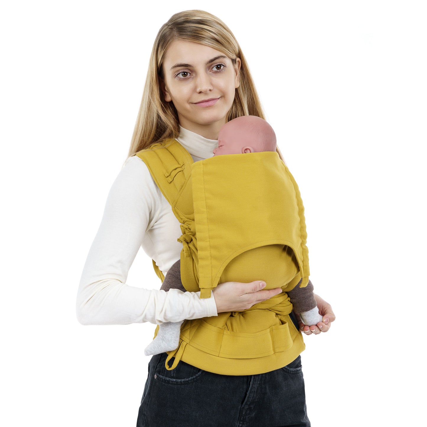 FlyClick - Half-Buckle Porte-bébé - Chevron - jaune moutarde